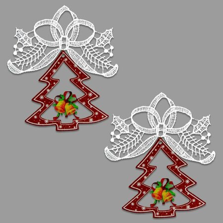 GB GIFTS Tree & Bells 3.75 in. Ornament - White - Set of 2 GB2983616